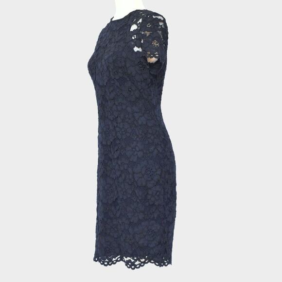 RALPH LAUREN Women's Blue Floral Lace Overlay Sheath Dress Size 6 - Picture 2 of 9